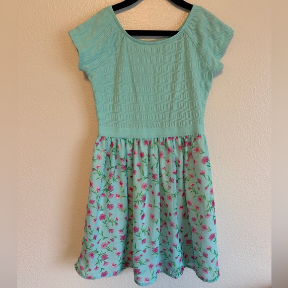 Place Other - Place Aqua and Pink Floral Kids Dress